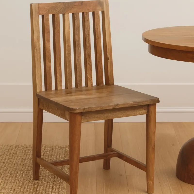 Ariella Solid Mango Wood Dining Chair - Oak-ish Finish