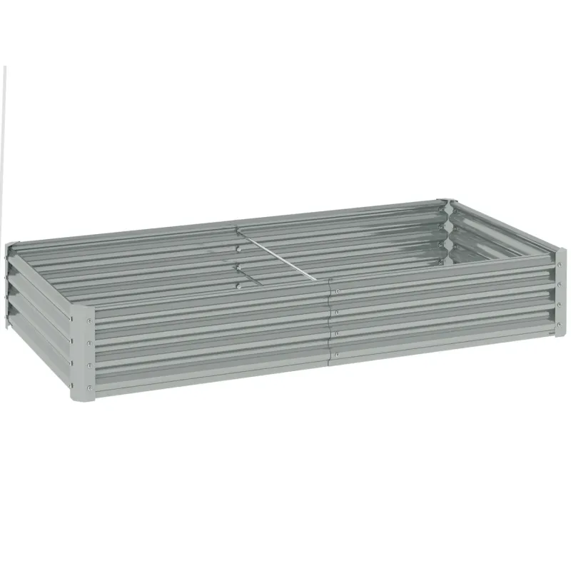 180 x 90cm Galvanised Steel Raised Garden Bed - Silver