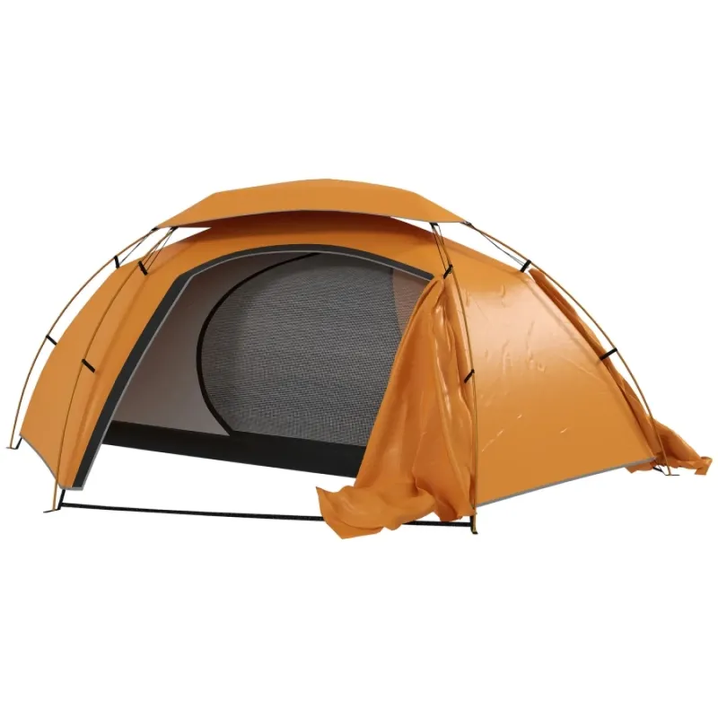 2-Person Aluminium Frame Dome Tent with Removable Rainfly - Orange
