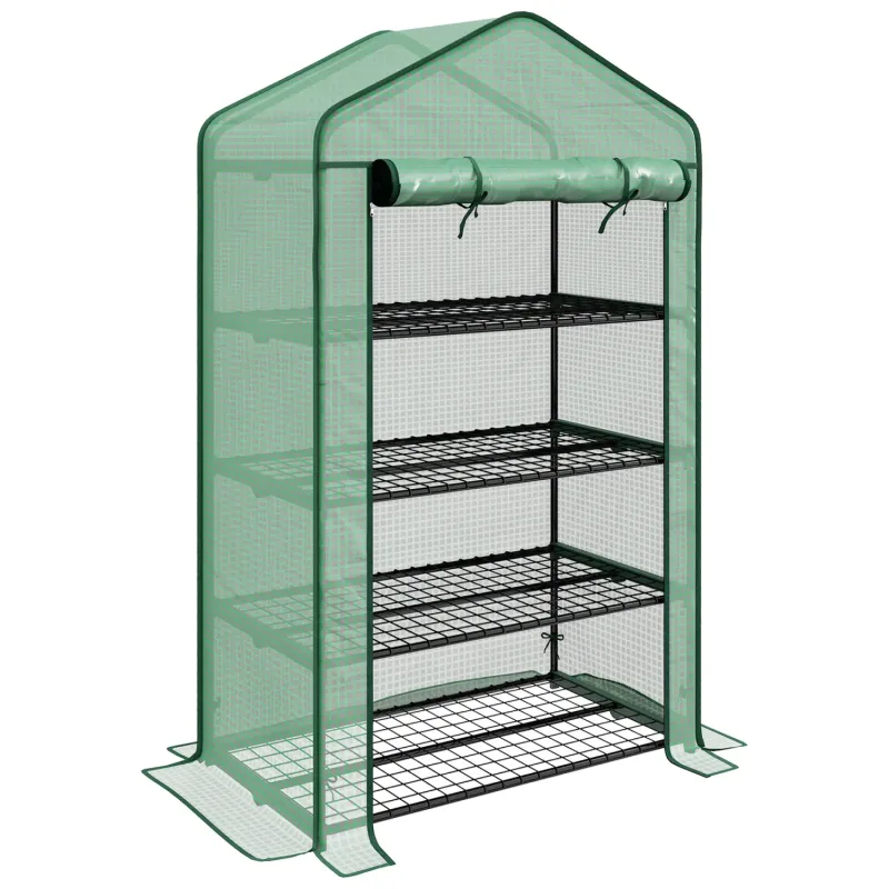 Four-Tier Mini Greenhouse with Reinforced Plastic Cover