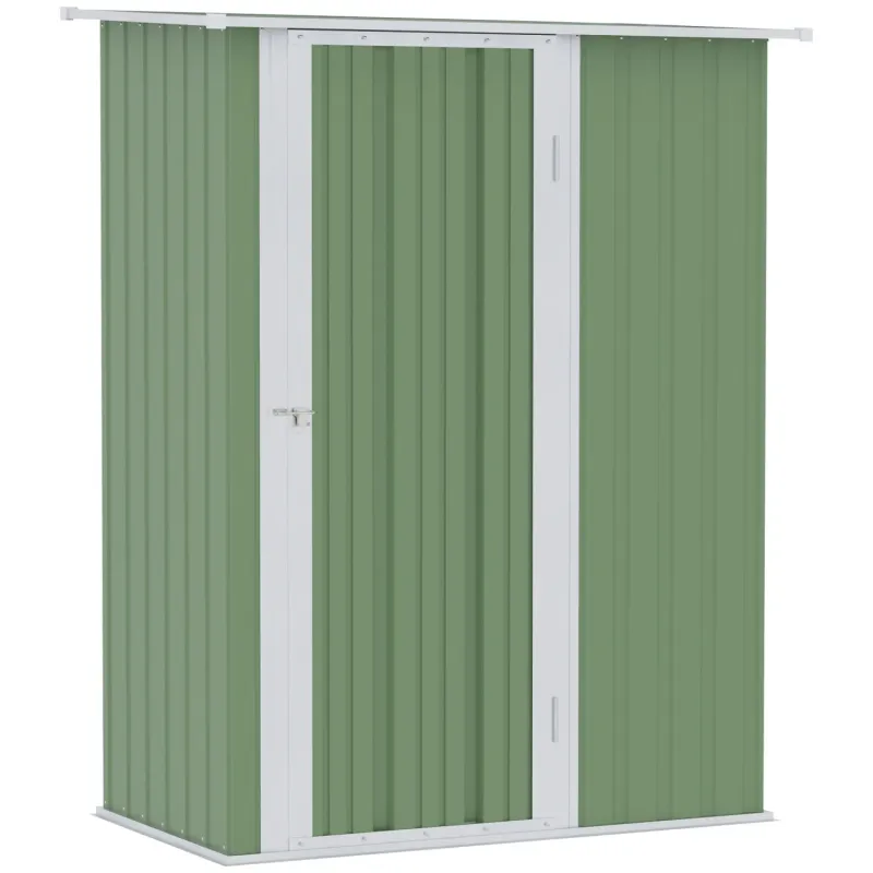 Metal Garden Shed, 5ft x 3ft, in Light Green, with Sloped Roof and Lockable Door