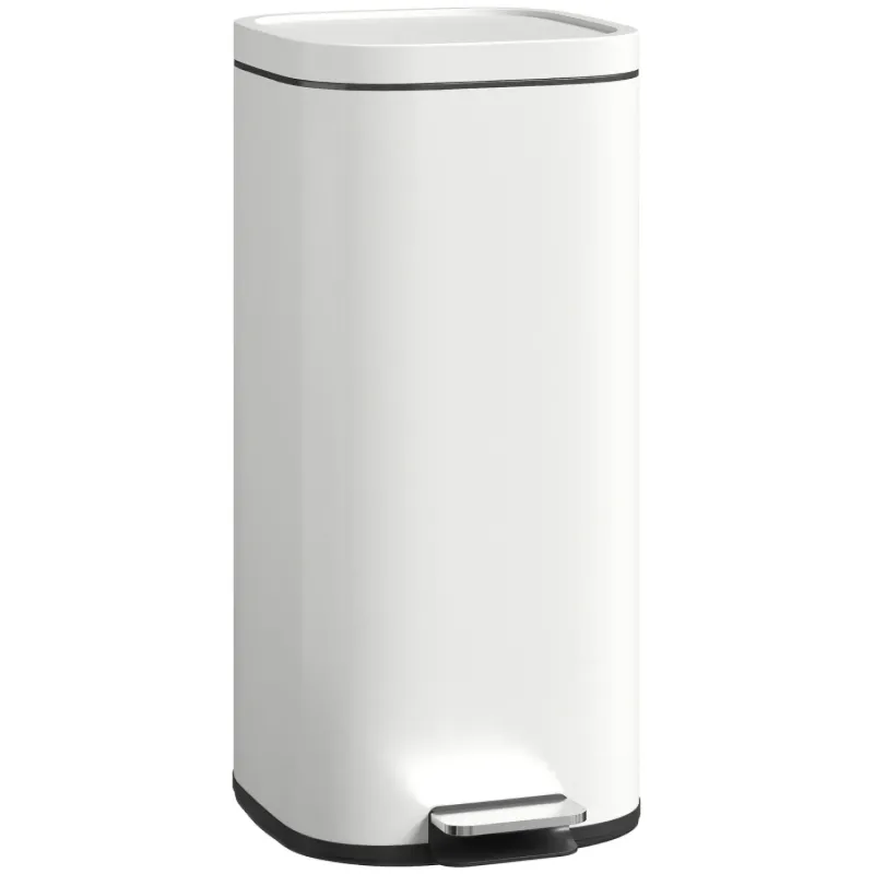  30L Cream Kitchen Pedal Bin with Soft-Close Lid and Removable Bucket
