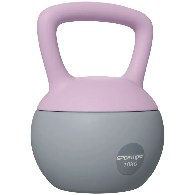 SPORTNOW 10kg Soft Kettlebell with Wide Non-Slip Handle - Purple/Grey