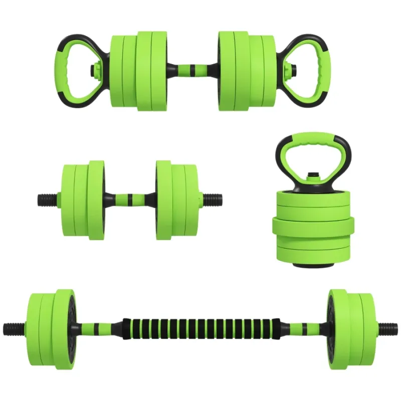 20kg 4-in-1 Adjustable Weight Set with Dumbbells, Barbell and Kettlebell - Green