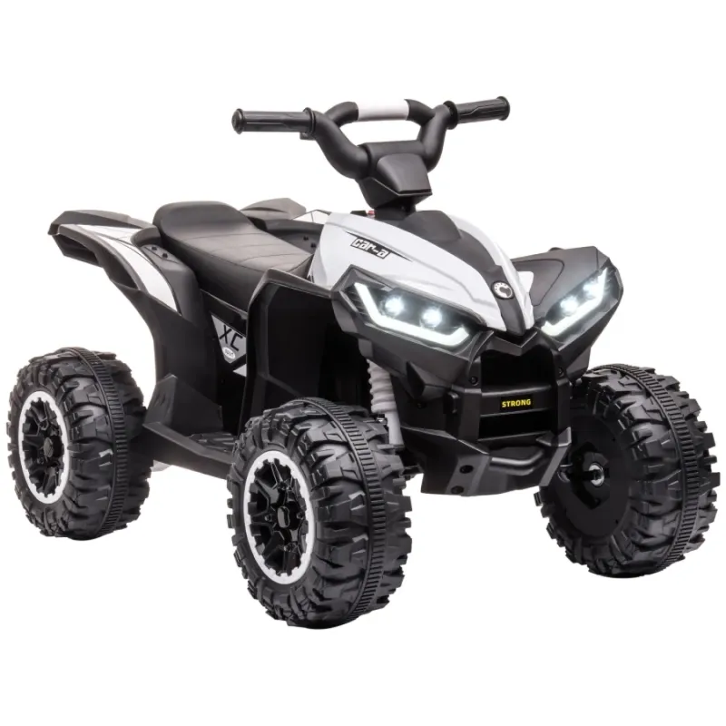 12V Kids Electric Ride-On Quad Bike with Lights & Music - White