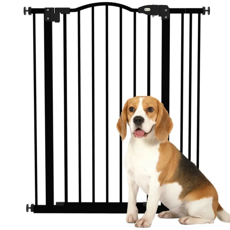 Adjustable Metal Pet Safety Gate with Auto-Close, 74-87cm - Black