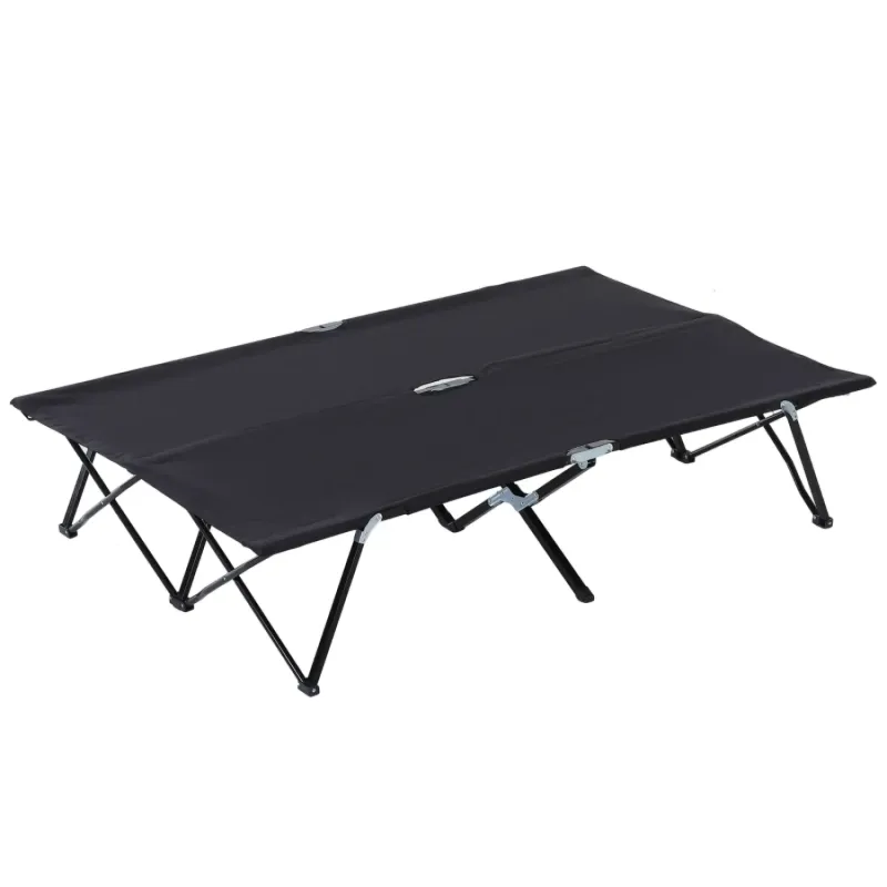 Double Folding Camping Cot Bed - Black