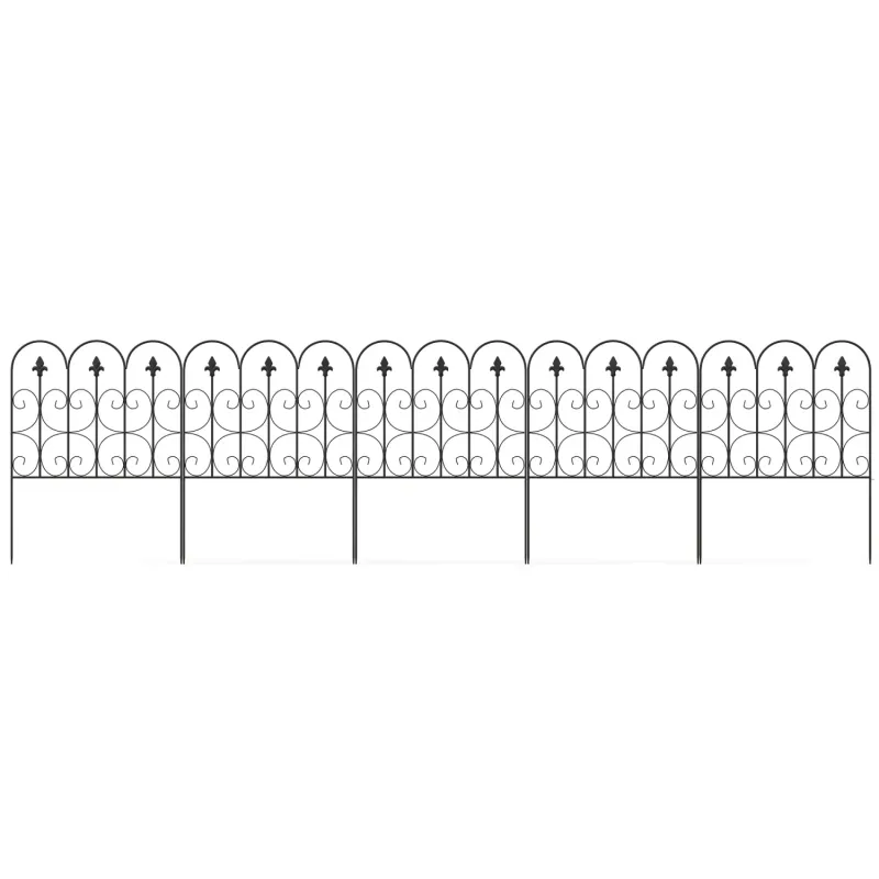 Decorative Garden Fencing Panels, 83cm (H) x 3m (L) - Black, Set of 5
