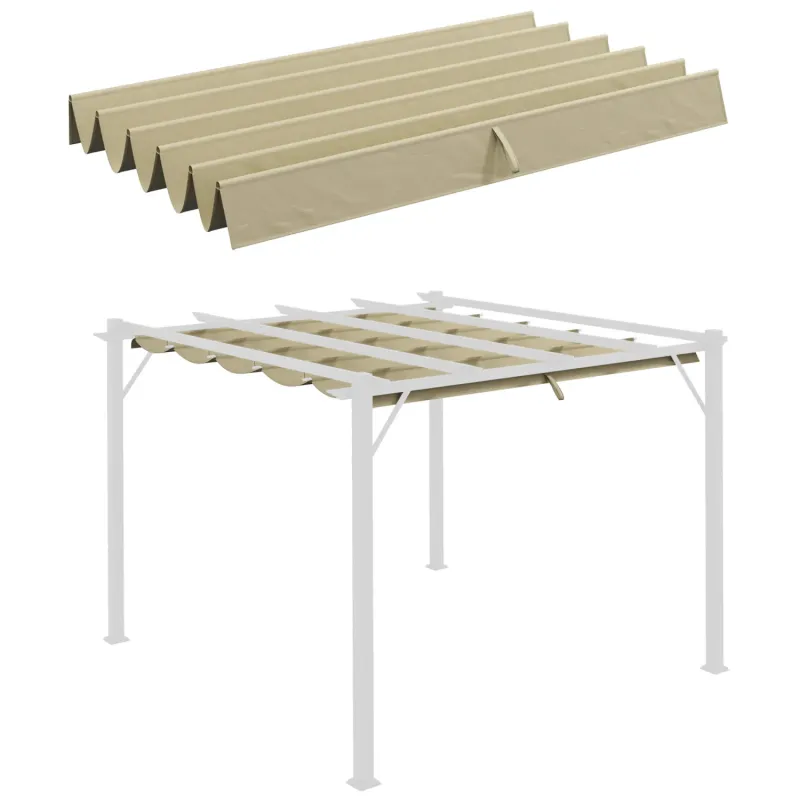 Retractable Replacement Pergola Canopy Cover for 3x3m Pergola - Beige