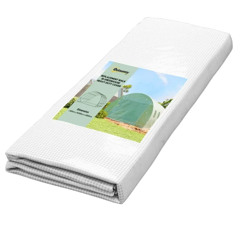 4m x 3m x 2m Replacement Polytunnel Greenhouse Cover with Zipped Door and Windows - Green