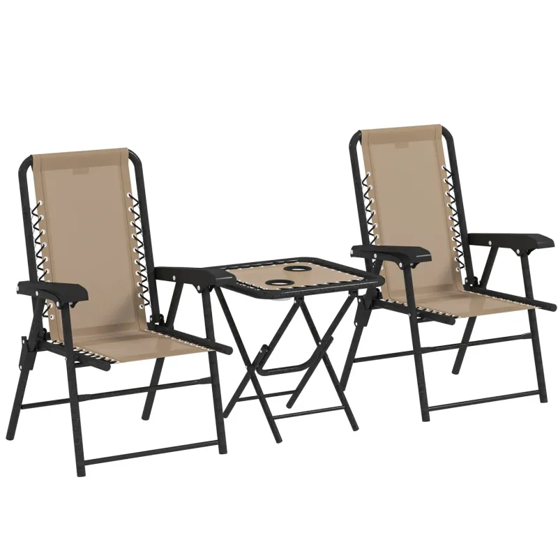 Outdoor 3-Piece Folding Bistro Set - Khaki