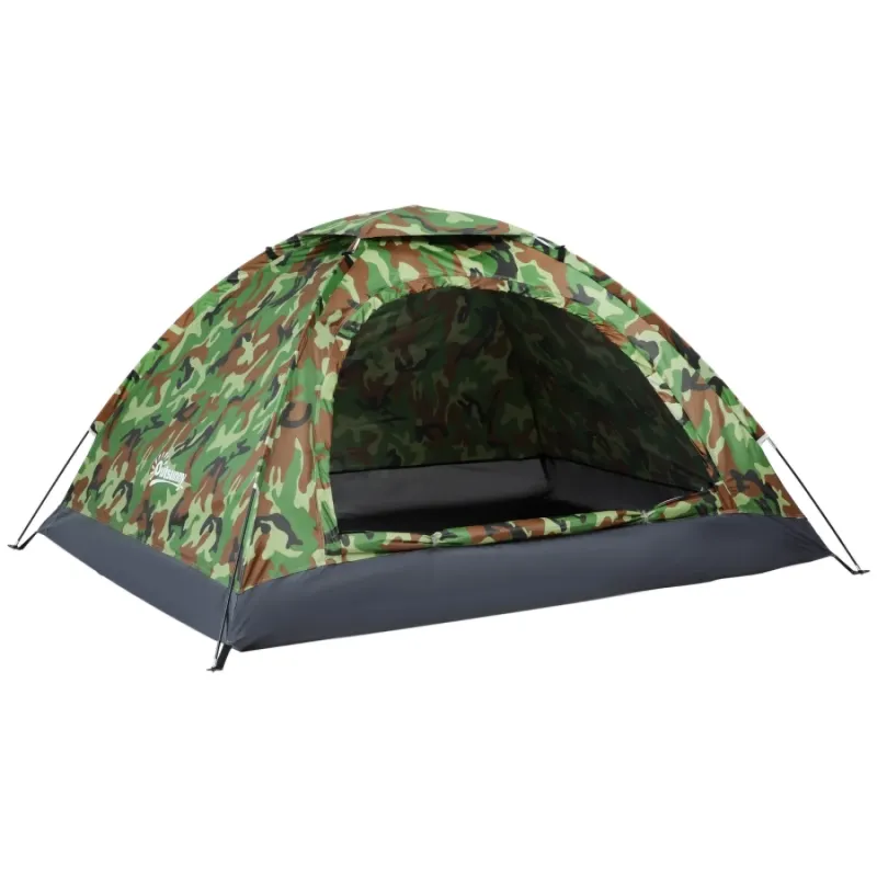 2-Person Dome Camping Tent with Mesh Windows - Multicoloured