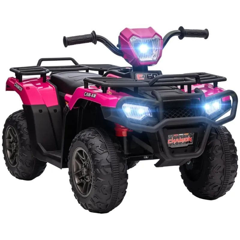 12V Kids Ride-On Quad Bike with Music and LED Lights - Pink