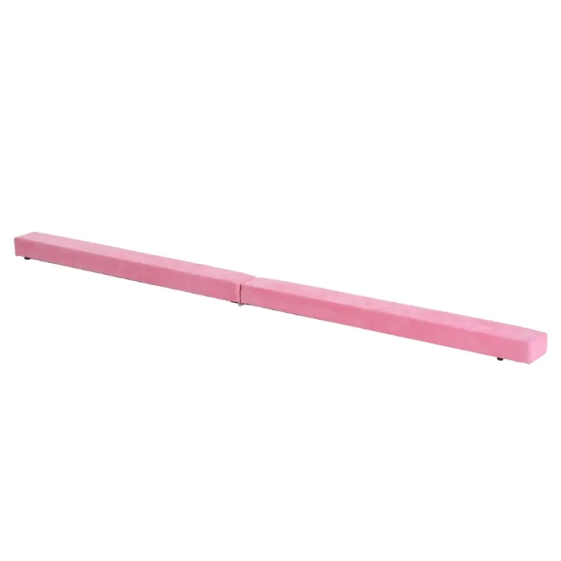  2.1m Folding Gymnastics Balance Beam - 7ft Portable Floor Training Beam - Pink
