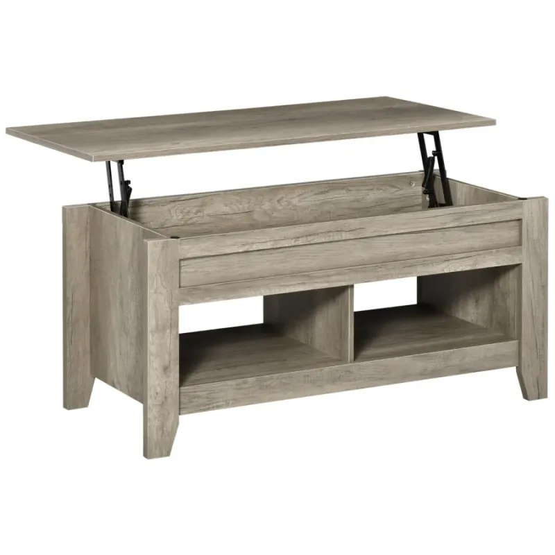 Rectangular Coffee Table, Oak Effect in Oak, with Lift Top and Hidden Storage