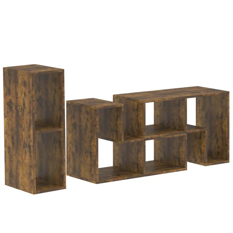 Wood-Effect TV Unit, 134-180cm, in Rustic Brown, with Extendable Shelves
