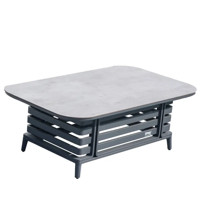 Aurel Aluminium Outdoor Coffee Table with HPL Stone-Effect Top, 130 x 80cm