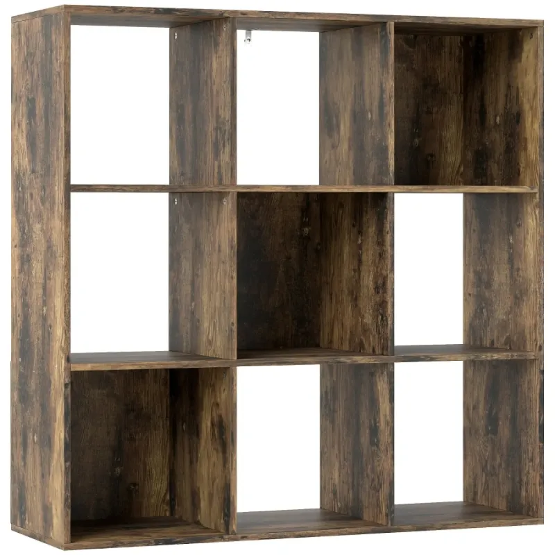 9-Cube Storage Shelf & Bookcase Unit - Rustic Brown