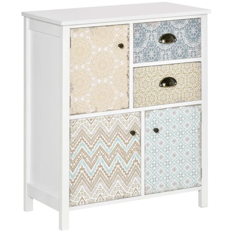 MDF Wood Blend Bohemian Sideboard, 68cm, with 2 Drawers and 3 Cupboards