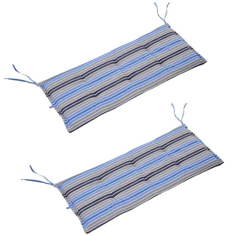 Blue Striped Polyester Garden Swing Chair Cushions - Set of 2