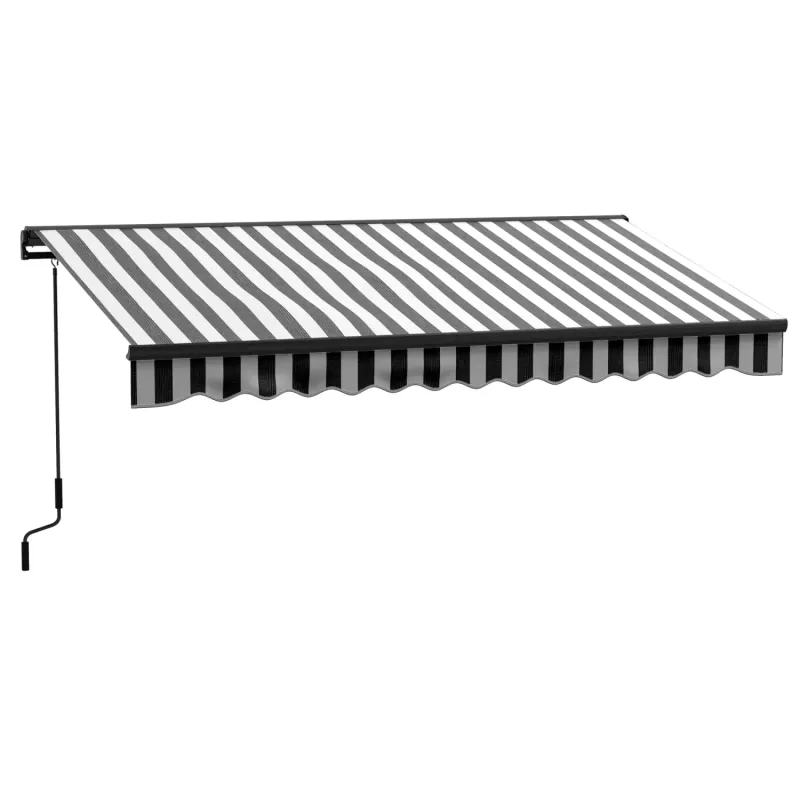 3.5m x 2.5m Electric Retractable Patio Awning with Remote Control - Grey/White