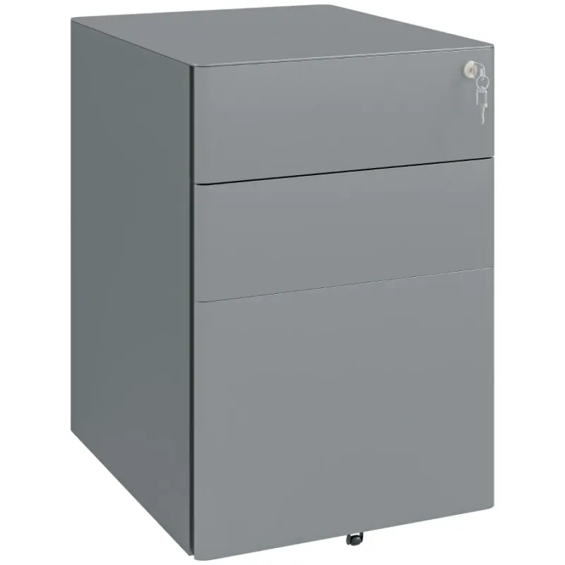 3-Drawer Lockable Steel Filing Cabinet on Wheels