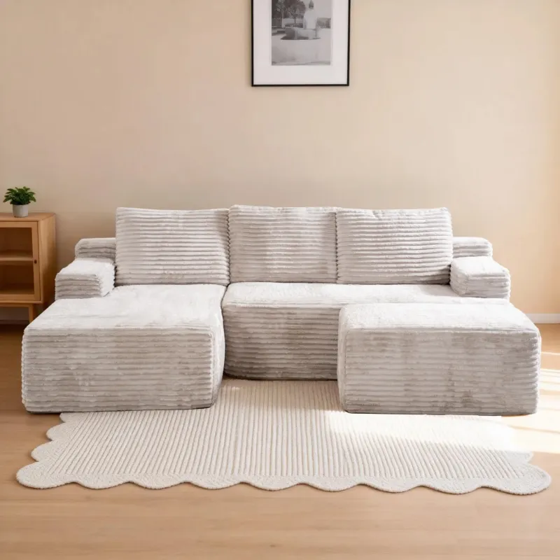 Softy Modular Corner Sofa with Chaise and Storage Ottoman