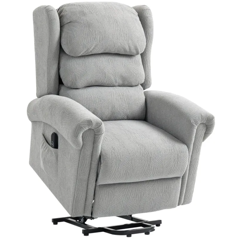 Electric Power Lift Riser Recliner Chair with USB Charging - Grey Velvet-Feel