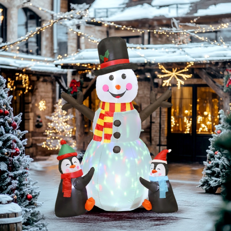 180cm Inflatable Christmas Snowman and Penguins with LED Projector