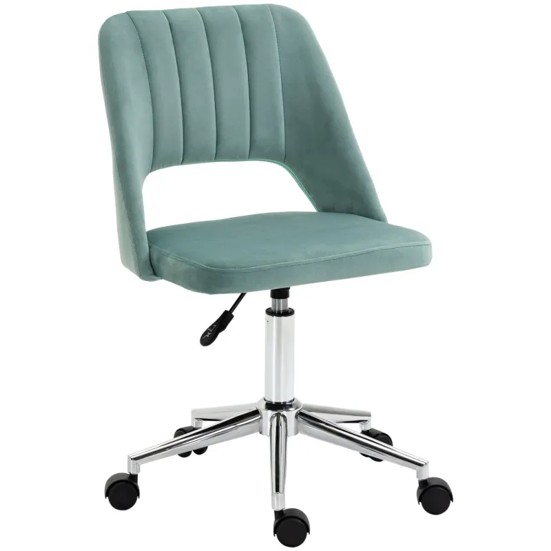 Velvet Scallop Mid-Back Home Office Chair - Green