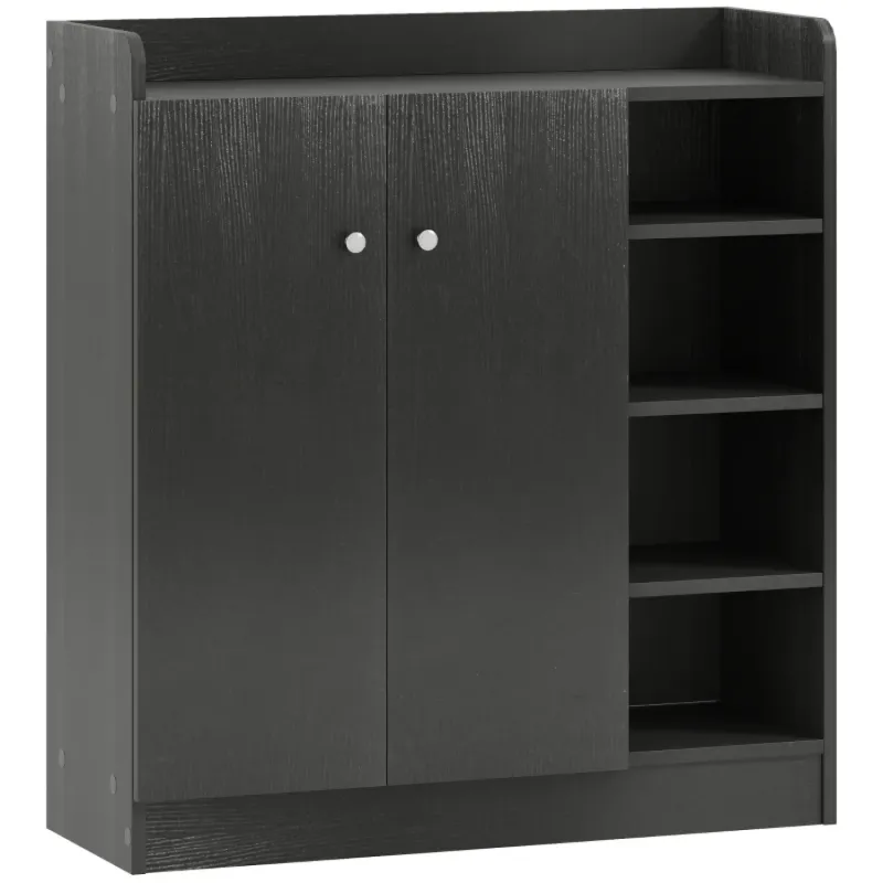 Shoe Storage Cabinet with Adjustable Shelves - Black