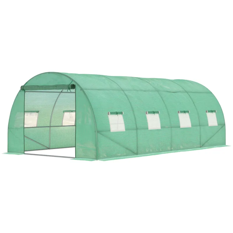 Outsunny 6 x 3m Walk-in Polytunnel Greenhouse with 8 Mesh Windows