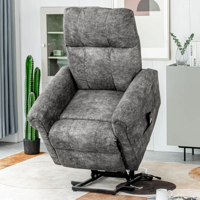 Electric Power Lift Recliner Armchair in Brown Flannel with Silent Motor