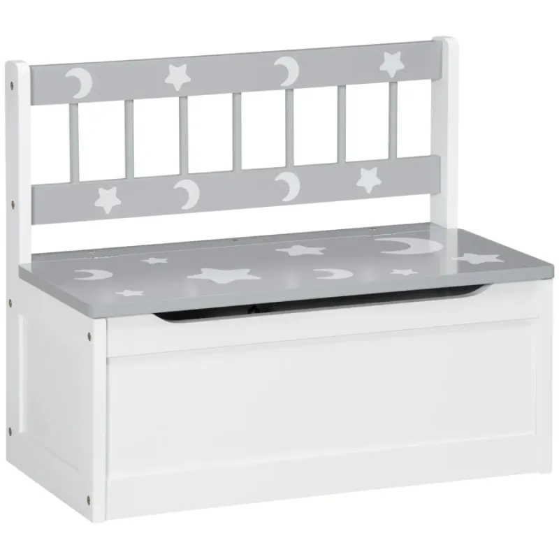 2-in-1 Kids Storage Bench and Toy Box - Grey