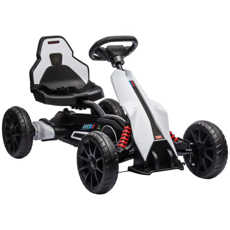 12V Electric Ride-On Racing Go Kart with EVA Wheels - White