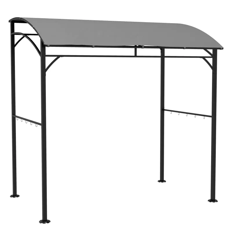 2.2 x 1.5m Curved BBQ Grill Gazebo with 10 Hooks - Grey