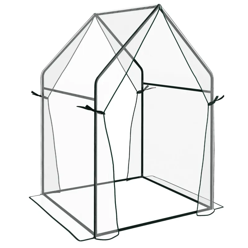 90 x 90cm Mini Greenhouse with Twin Zipped Doors - Clear