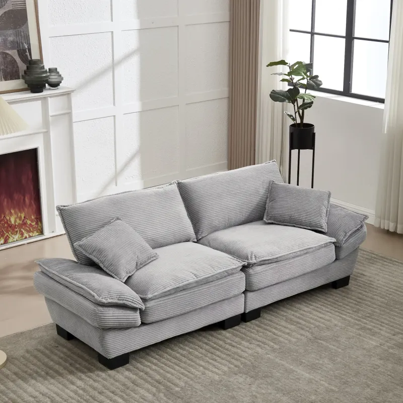 Oversized Corduroy 2 Seater Loveseat Sofa