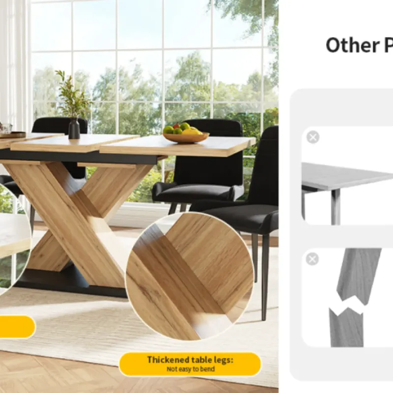 Extendable Wood Effect Dining Table with Internal Leaf, 119-158.5cm