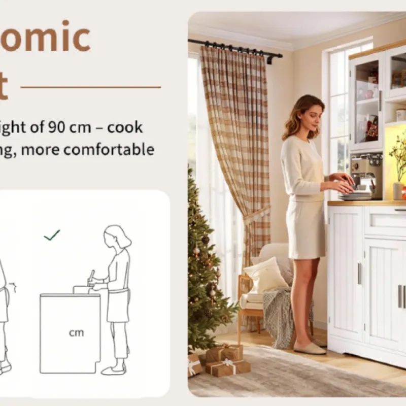 Tall LED Display Cabinet with Glass Doors and Storage - 180cm - White & Black