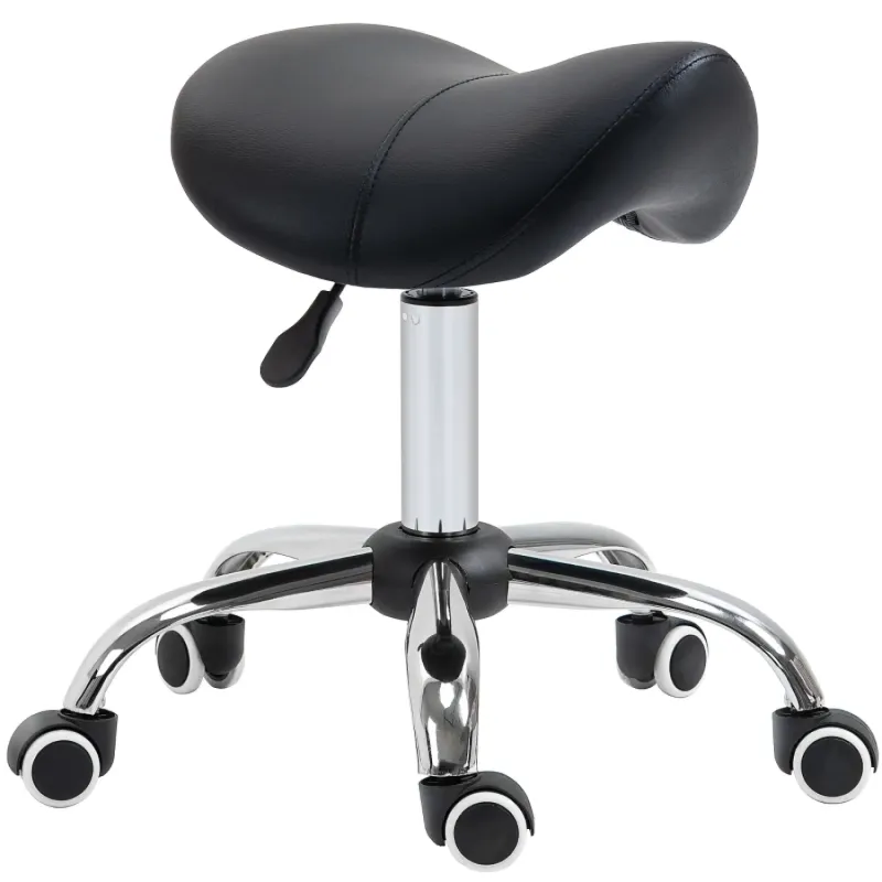 Saddle Salon Stool with Height Adjustment - Black