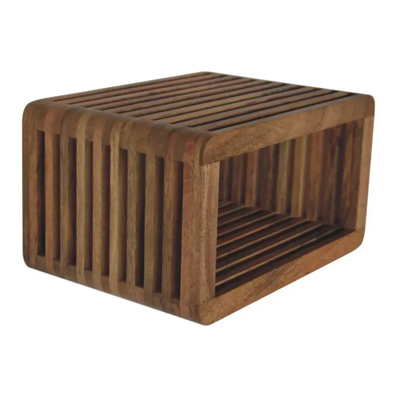 Soba Wall Mounted Bedside Table, Solid Mango Wood, Dark Brown