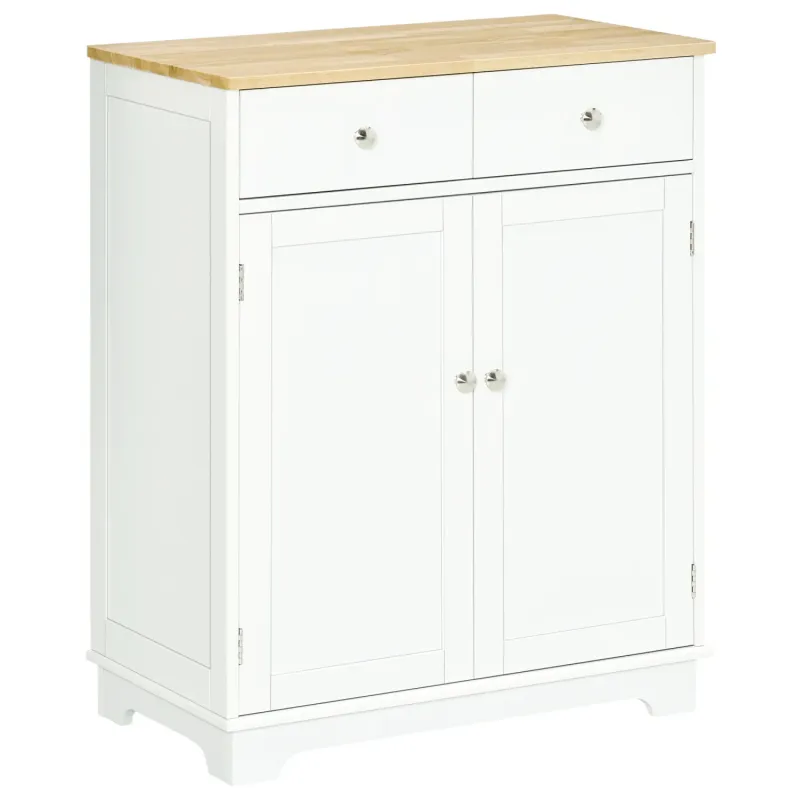 Rubber Wood and MDF Sideboard, 68cm, with Solid Wood Top and Adjustable Shelf