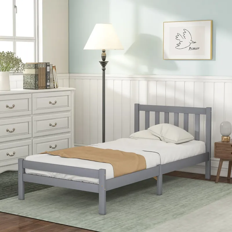 Solid Wood 3ft Single Bed Frame in Grey