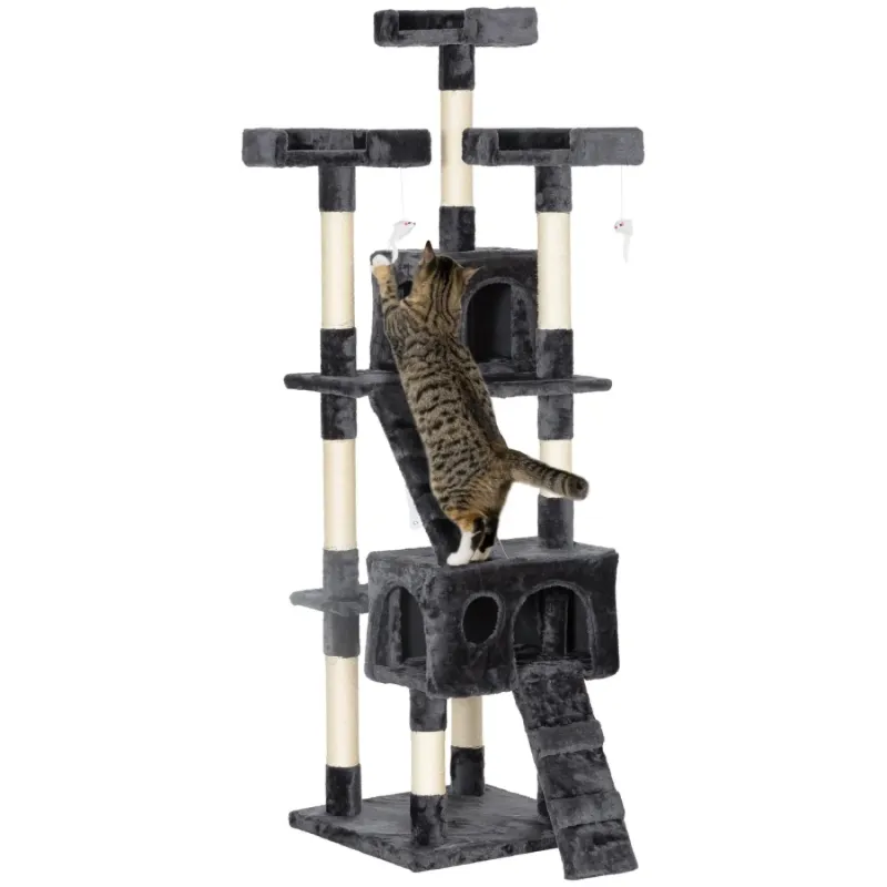 173cm Multi-Level Cat Tree Activity Centre with Dual Houses and Sisal Posts