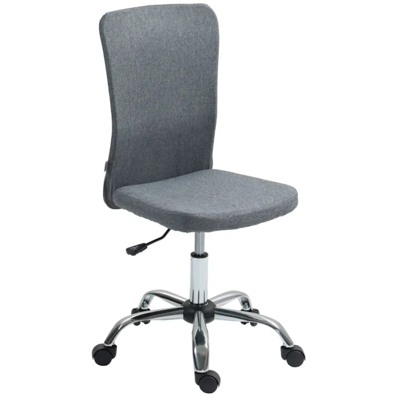 Armless Swivel Office Chair with Height Adjustment - Grey