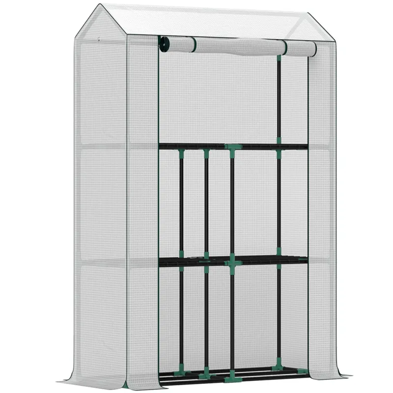 100cm Three Shelf Steel Frame Greenhouse - White