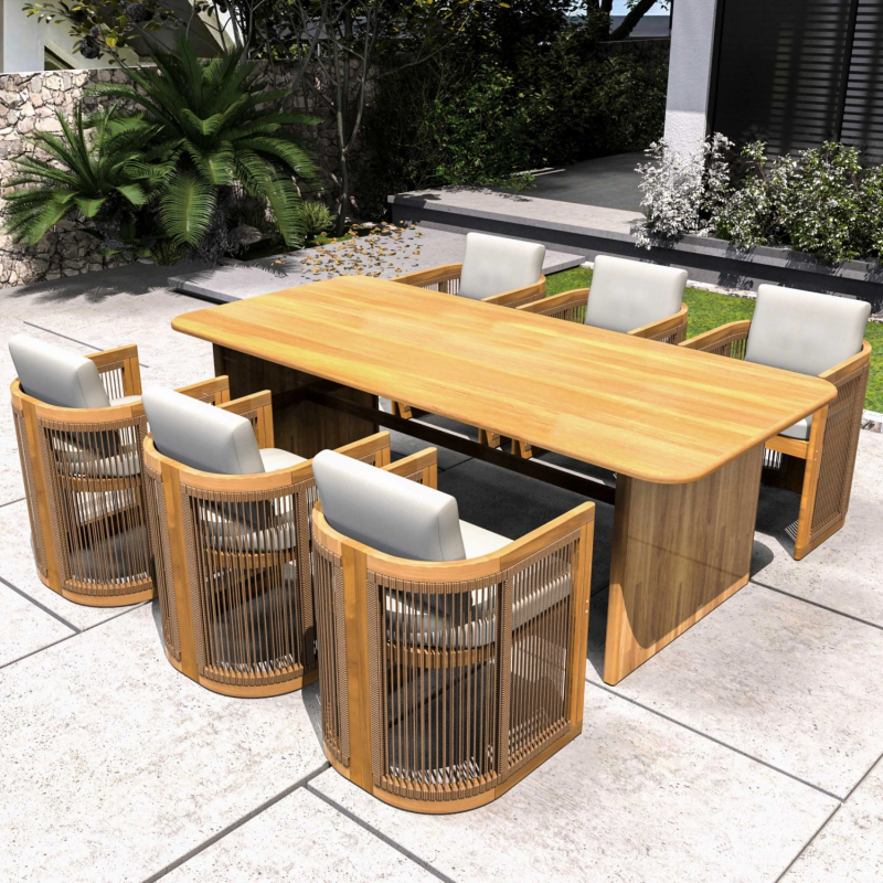 Caven Acacia Wood 6-7 Seater Garden Dining Set with 2.2m Table