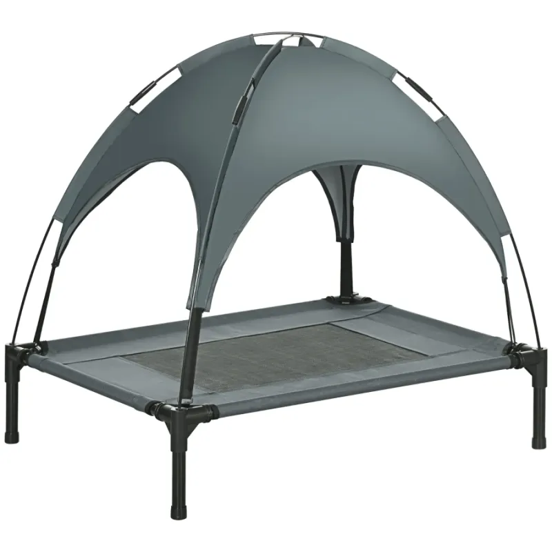 Raised Dog Bed with Removable Canopy Grey - Medium
