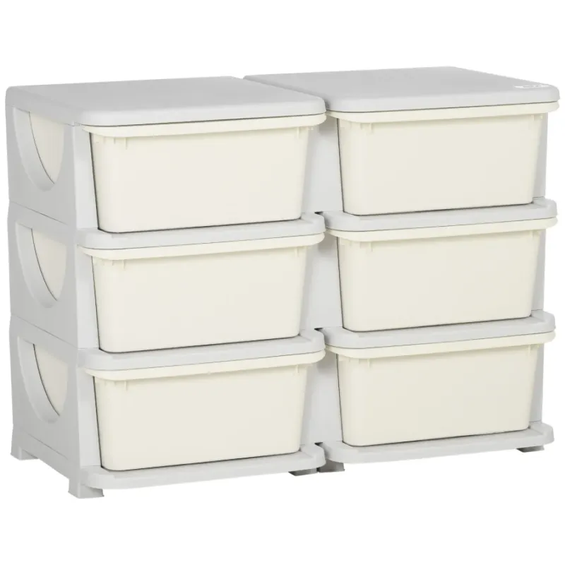 Kids Storage Unit with 6 Drawers - Cream